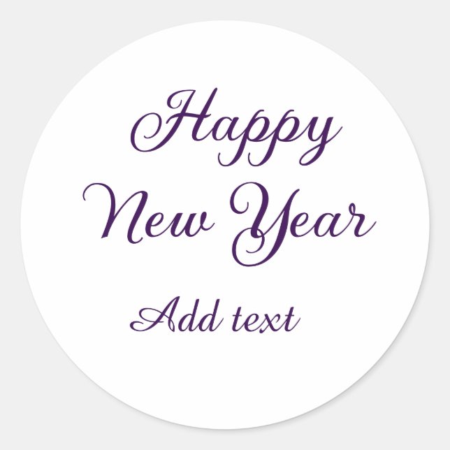 Sticker Rond Bonne année calligraphie violette simple minimalis (Devant)