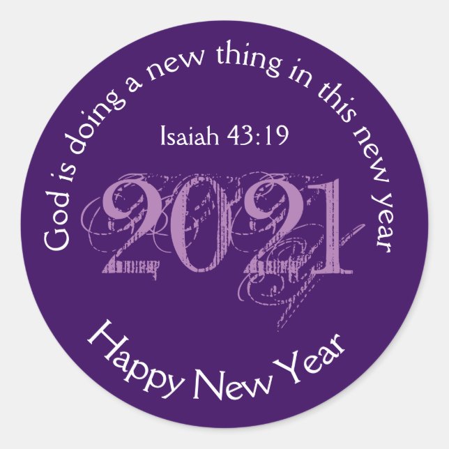 Sticker Rond Bonne année | DIEU FAISANT UNE NOUVELLE CHOSE | 20 (Devant)