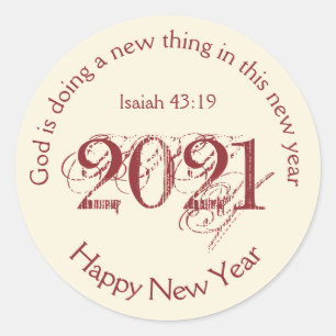 Sticker Rond Bonne année DIEU FAISANT UNE NOUVELLE CHOSE Cr