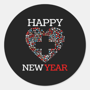 Sticker Rond Bonne année Nurse Heart 2023 Drôle Pratique infirm