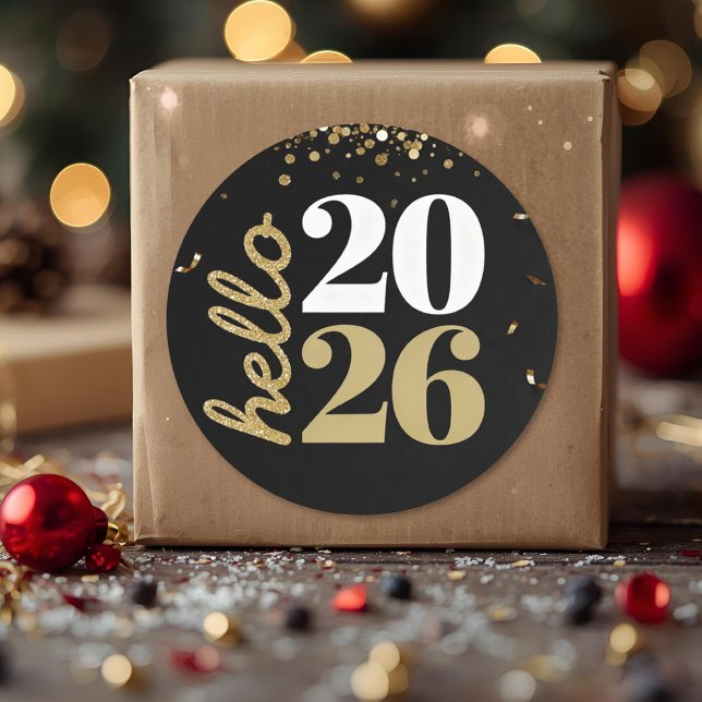 Sticker Rond bonne année paillettes dorées  (Créateur téléchargé)