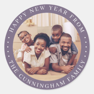Sticker Rond Bonne année Photo de famille moderne simple et chi