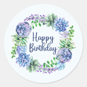 Sticker Rond Bonne aquarelle d'anniversaire Plantes, Feuilles s