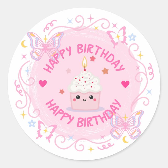 Sticker Rond Bonne autocollante d'anniversaire (Devant)