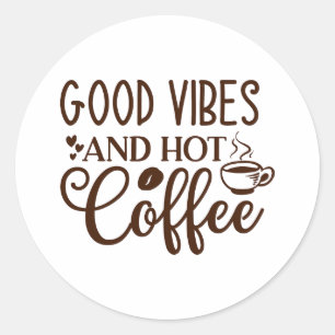 Sticker Rond Bonne Café Bannière – Amateur de Café de Style Rét