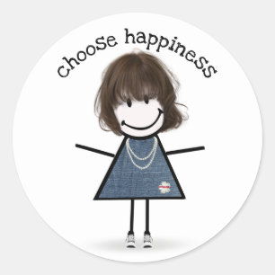 Sticker Rond Bonne chatte fille avec Basket