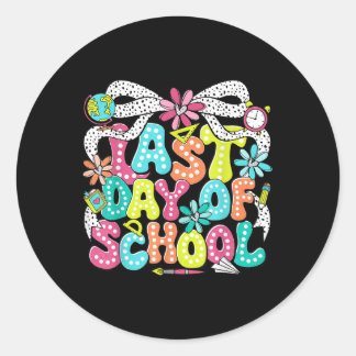 Sticker Rond Bonne Dernière Journée De L'École Coquette Bow Ens