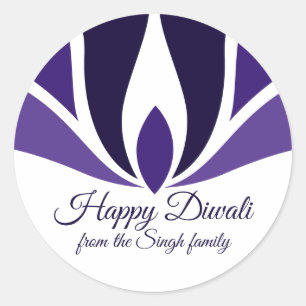 Sticker Rond Bonne Diwali belle famille personnalisée violette