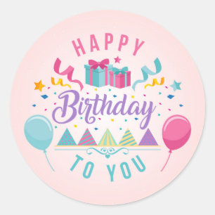 Sticker Rond Bonne fête d'anniversaire
