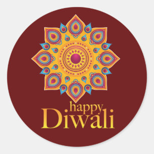 Sticker Rond Bonne fête de la lumière de Diwali