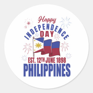 Sticker Rond Bonne fête de l'indépendance Philippines Pinoy Fil