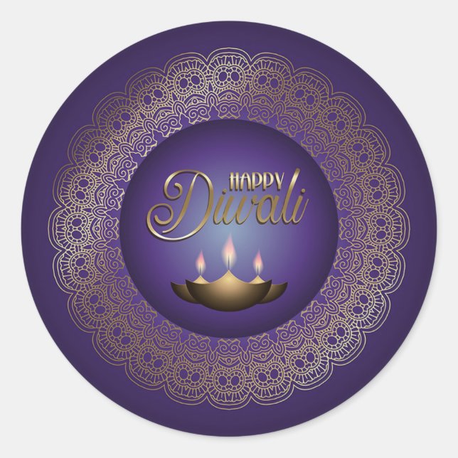 Sticker Rond Bonne fête des lumières de Diwali (Devant)