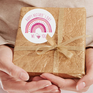 Sticker Rond Bonne fête des mères   Arc-en-ciel rose Nous vous