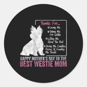 Sticker Rond Bonne Fête des Mères Au Meilleur Westie Maman Whit