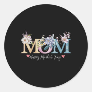 Sticker Rond Bonne fête des mères avec maman florale