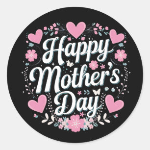 Sticker Rond Bonne fête des mères mignonne maman florale grand-