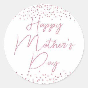 Sticker Rond Bonne fête des mères Parties scintillant rose Conf