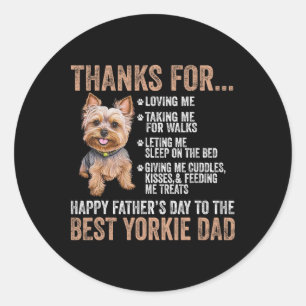 Sticker Rond Bonne Fête des pères Au Meilleur Yorkie Papa Yorks