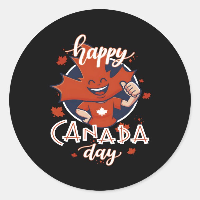 Sticker Rond Bonne fête du Canada 2023 Canadian Maple Patriotic (Devant)