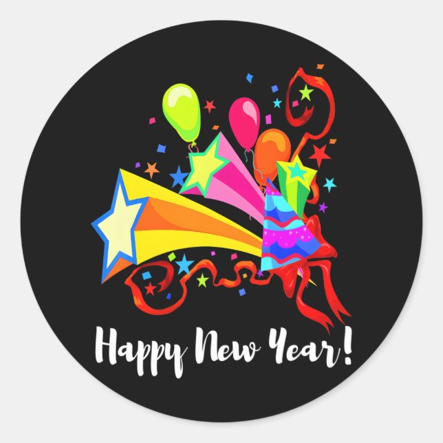 Sticker Rond Bonne fête du Nouvel An 2024 fête du Nouvel An (Devant)