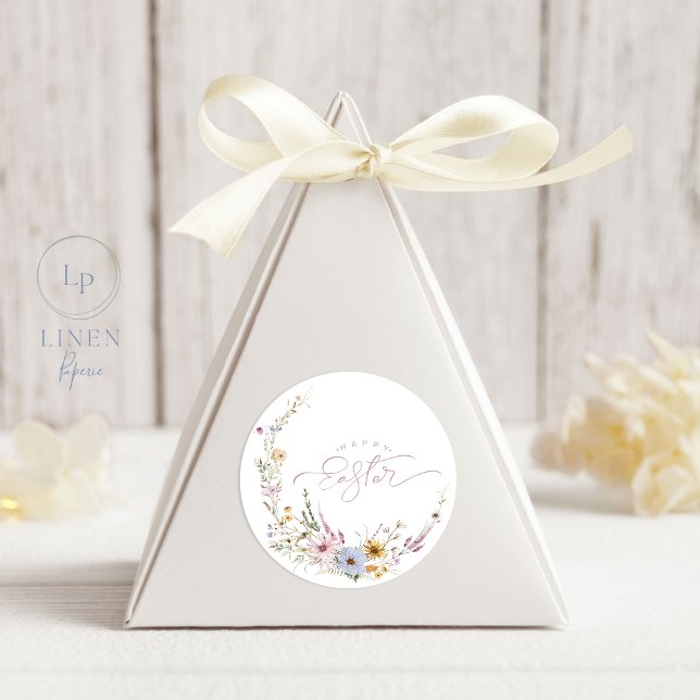 Sticker Rond Bonne Fleur de Pâques Wreath (Créateur téléchargé)