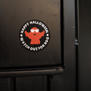 Sticker Rond Bonne Halloween Attention Pour Boo