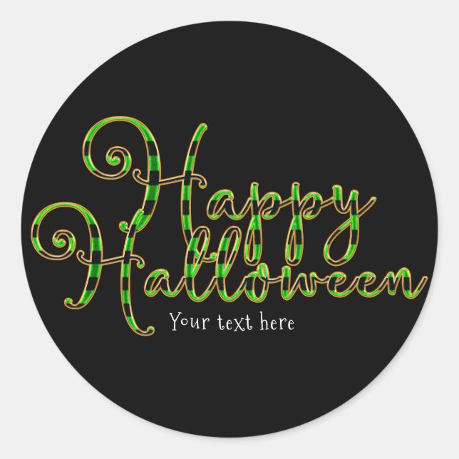 Sticker Rond Bonne Halloween Black & Green Stripes Party Favori (Devant)
