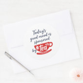 Sticker Rond Bonne Humeur Sponsorisée Par Tea Funny Caffeine Lo (Enveloppe)