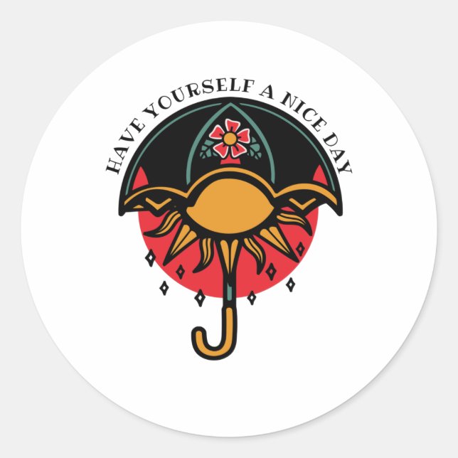 Sticker Rond Bonne journée à vous-même (Devant)