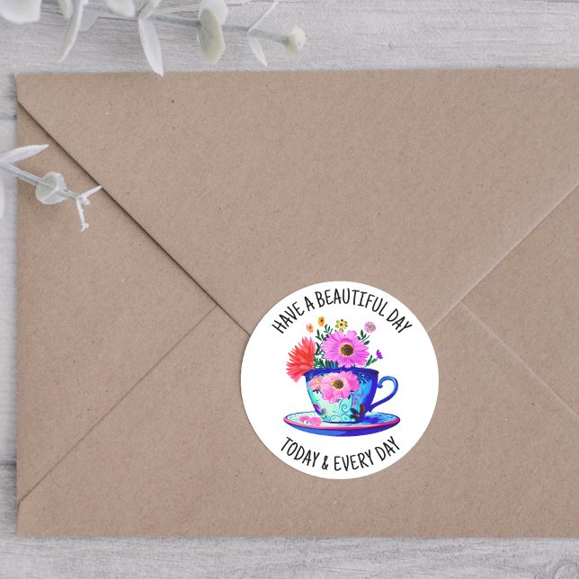 Sticker Rond Bonne journée aujourd'hui et chaque jour (Créateur téléchargé)