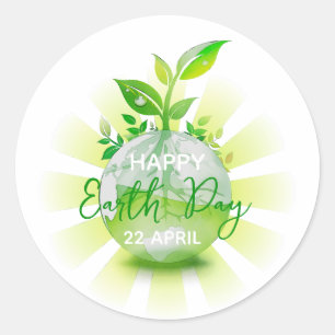 STICKER ROND BONNE JOURNÉE DE LA TERRE 2026 SAUVEZ LA PLANÈTE
