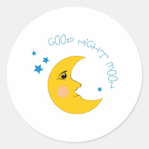 Sticker Rond Bonne Lune de nuit