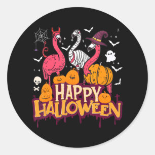Sticker Rond Bonne maman sorcière Flamant rose Halloween pour