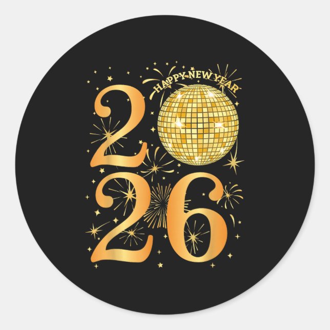 Sticker Rond Bonne nouvelle année Fireworks 2026 (Devant)