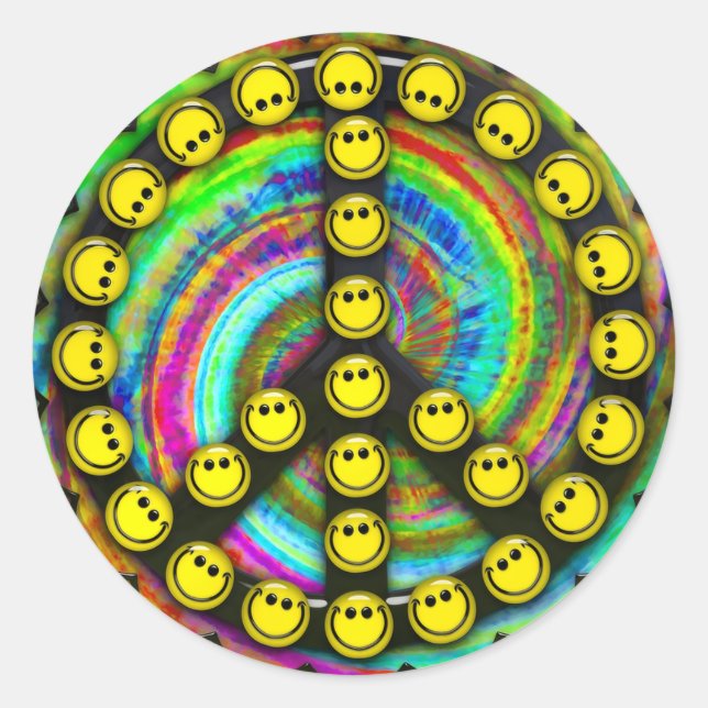 Sticker Rond Bonne Paix hippie (Devant)