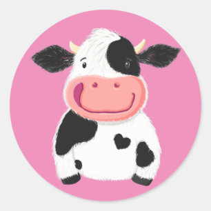 Sticker Rond Bonne Petite Vache Laitière Holstein
