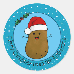 Sticker Rond Bonne Pomme de terre de Noël personnalisée