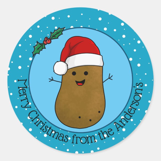 Sticker Rond Bonne Pomme de terre de Noël personnalisée (Devant)