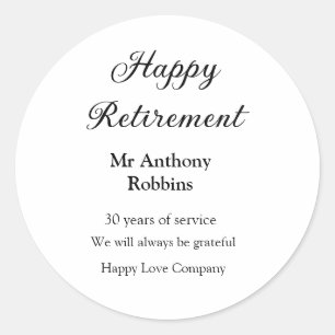 Sticker Rond Bonne retraite ajouter le nom années de service à 