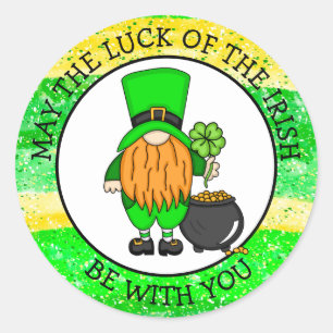 Sticker Rond Bonne Saint Patrick pour vous   Cute Leprechaun