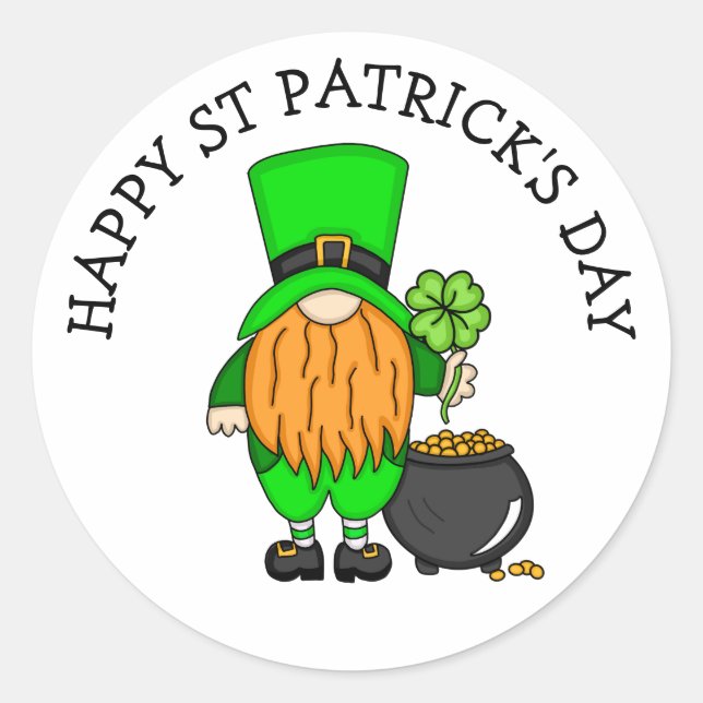 Sticker Rond Bonne Saint Patrick's Day | Cute Leprechaun (Devant)