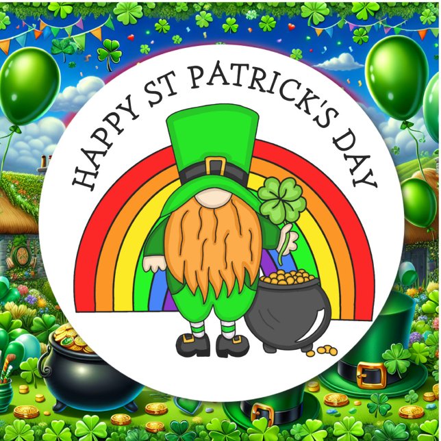 Sticker Rond Bonne Saint Patrick's Day | Gnome Leprechaun (Créateur téléchargé)