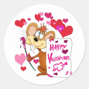 Sticker Rond Bonne souris Valentines Day