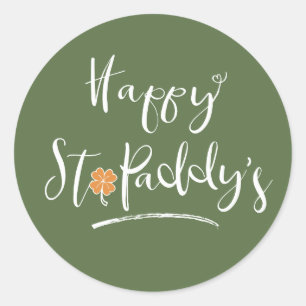 Sticker Rond Bonne St. Paddy's Orange Shamrock ID336