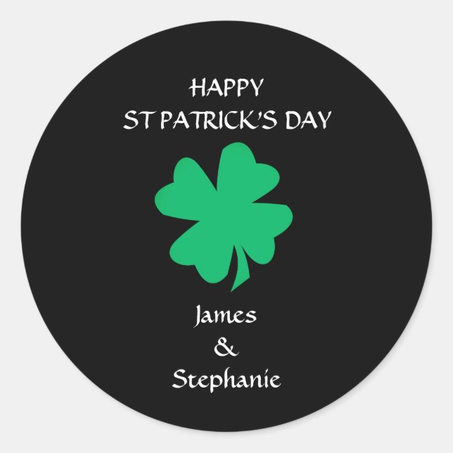 Sticker Rond Bonne St Patrick's Day 2024 Nom personnalisé Shamr (Devant)