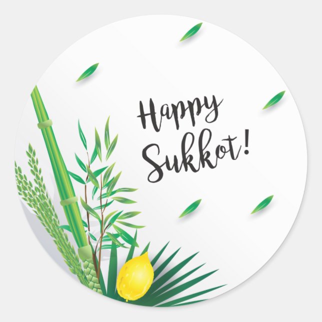Sticker Rond Bonne Sukkot Festival Juif Fête Lulav Etrog (Devant)