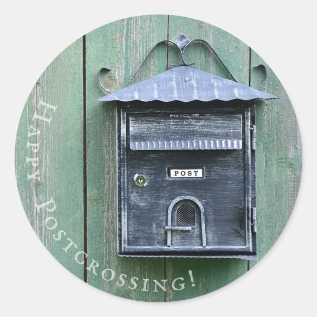 Sticker Rond Bonne traversée postale ! Boîte aux lettres. (Devant)