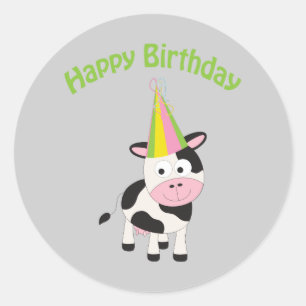 Sticker Rond Bonne vache d'anniversaire