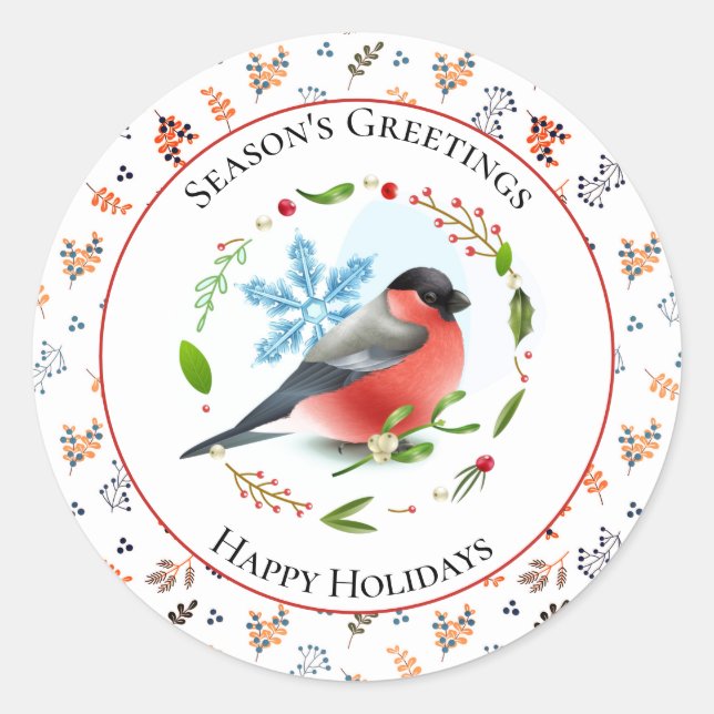 Sticker Rond Bonnes Fêtes Bird (Devant)