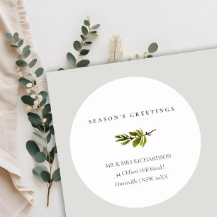 Sticker Rond Bonnes Fêtes d'adresse de Noël de la branche de pi